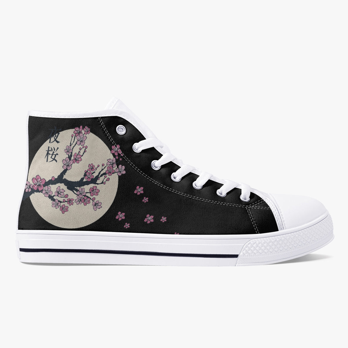 Crake High Top Moon Sakura laced custom prints canvas shoes