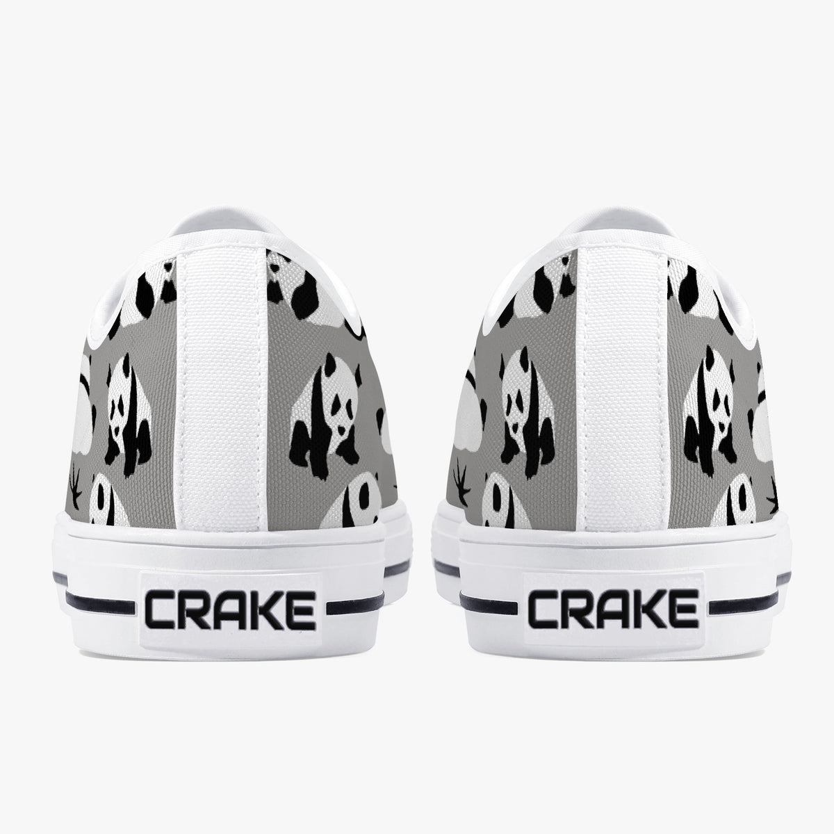 Crake Low Top Grey Panda laced custom prints canvas shoes