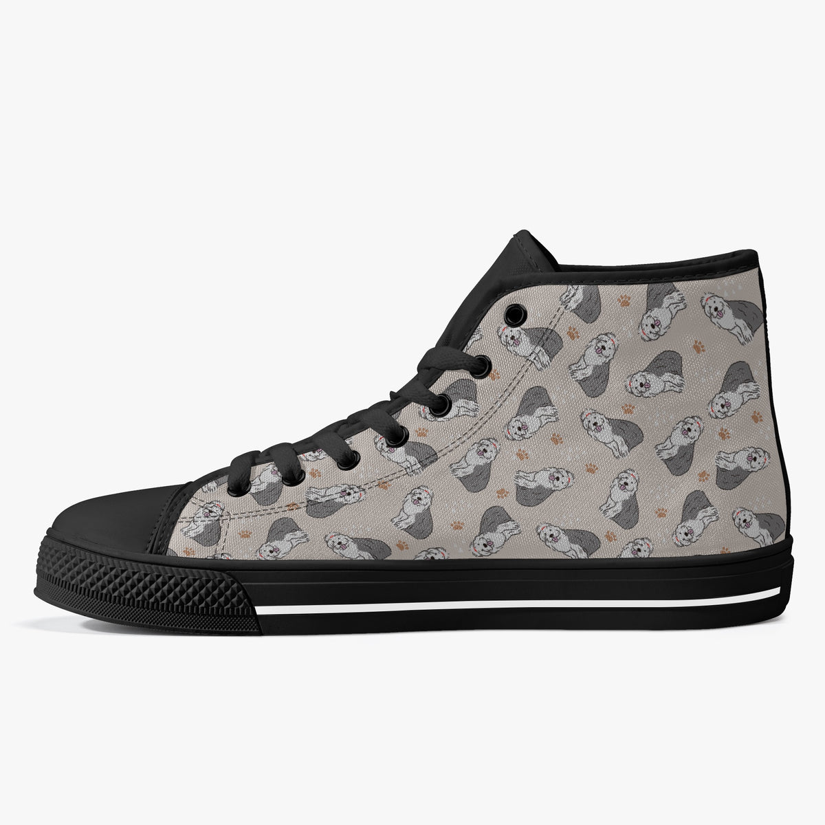 Crake High Top The White Dogs laced custom prints canvas shoes