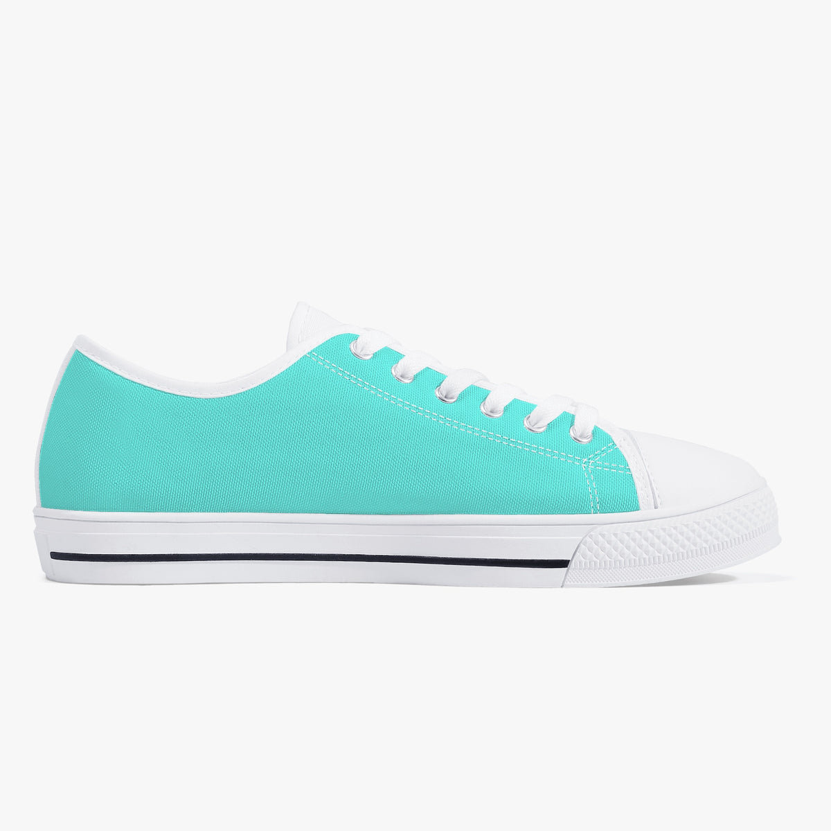 Crake Low Top Teal Sneaker with white trim, opposite side view