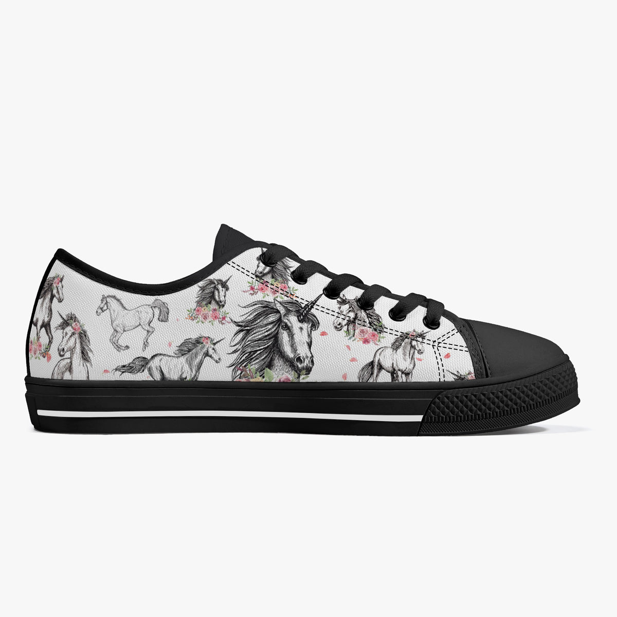 Crake Low Top Unicorns laced custom prints canvas shoes