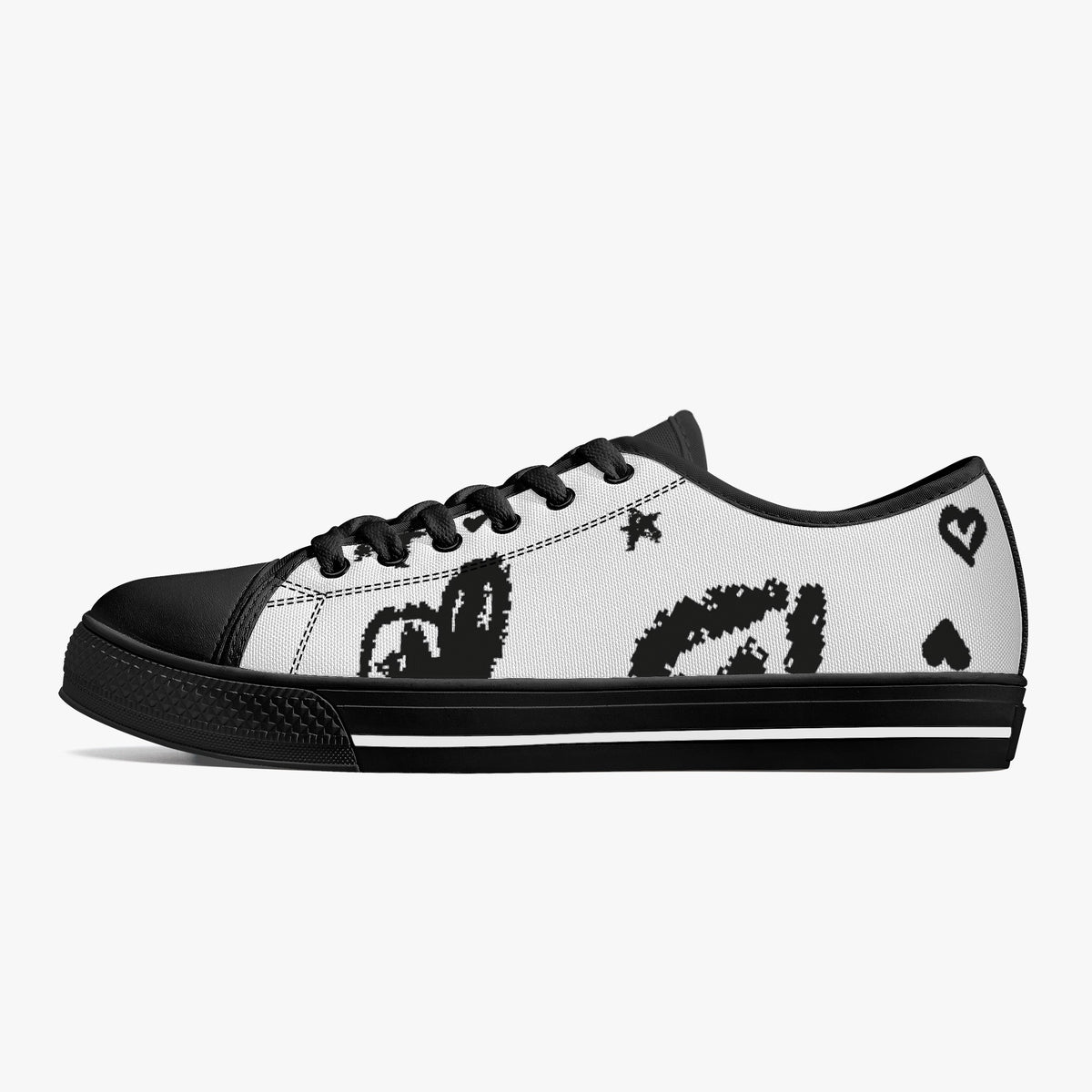 Crake Low Top Star and Love Graffiti laced custom prints canvas shoes