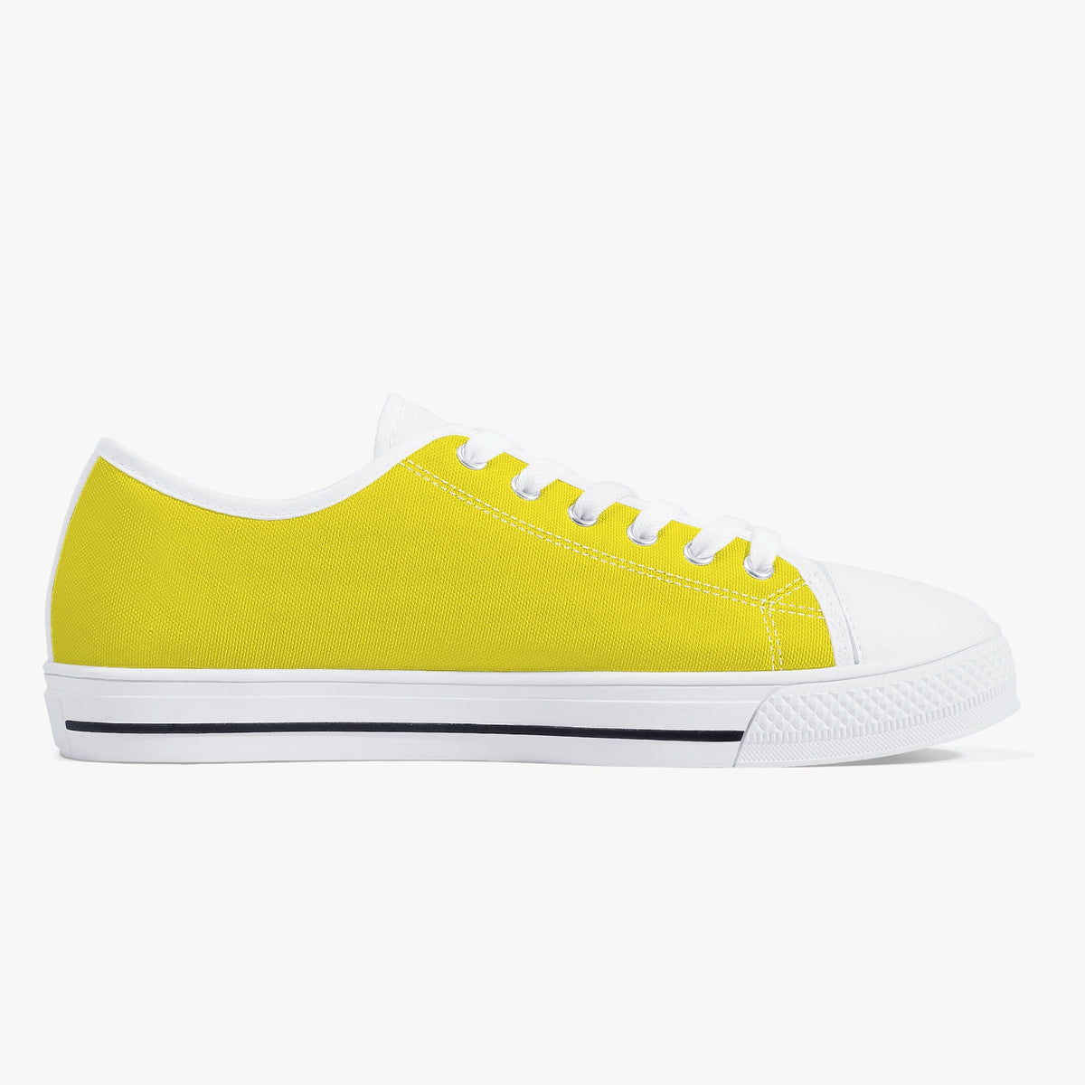 Crake Low Top Yellow Sneaker with white trim, opposite side view