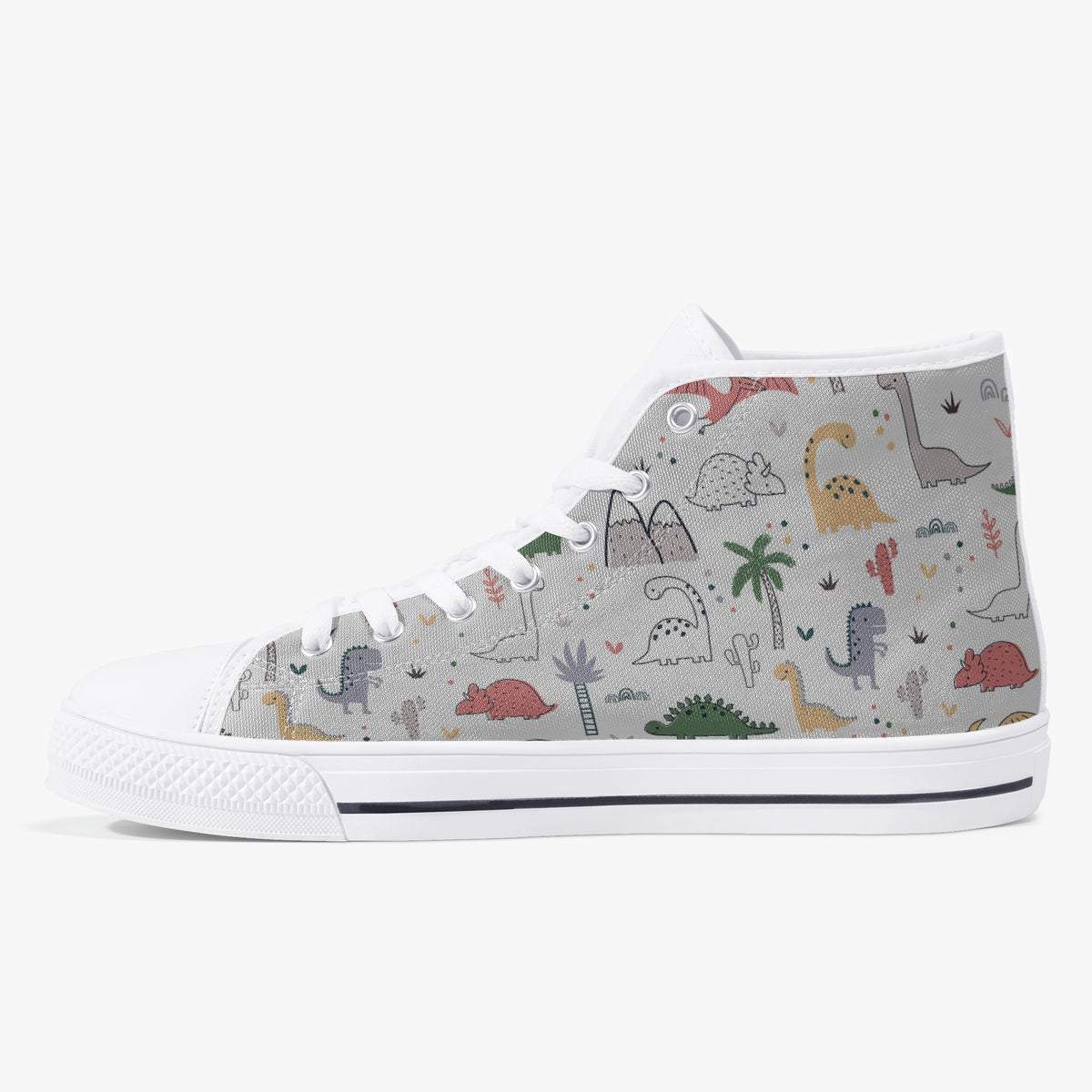 Crake High Top Dinosaurs laced custom prints canvas shoes