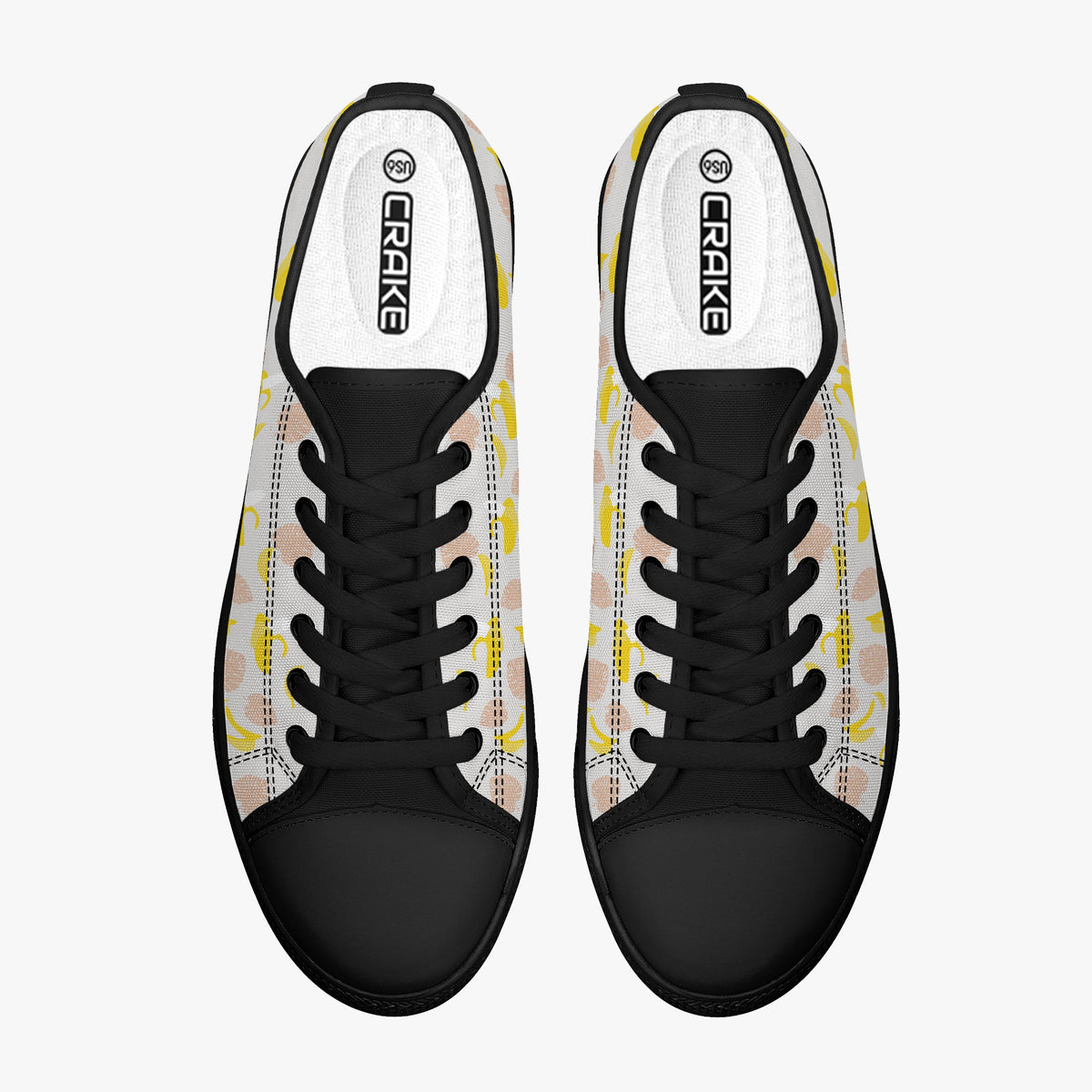 Crake Low Top Bananas laced custom prints canvas shoes