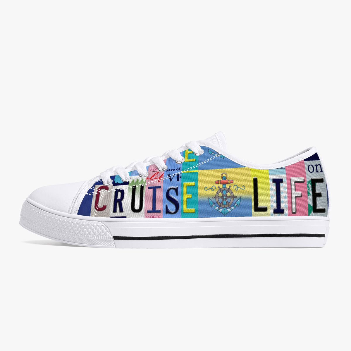 Crake Low Top Cruise Life laced custom prints canvas shoes