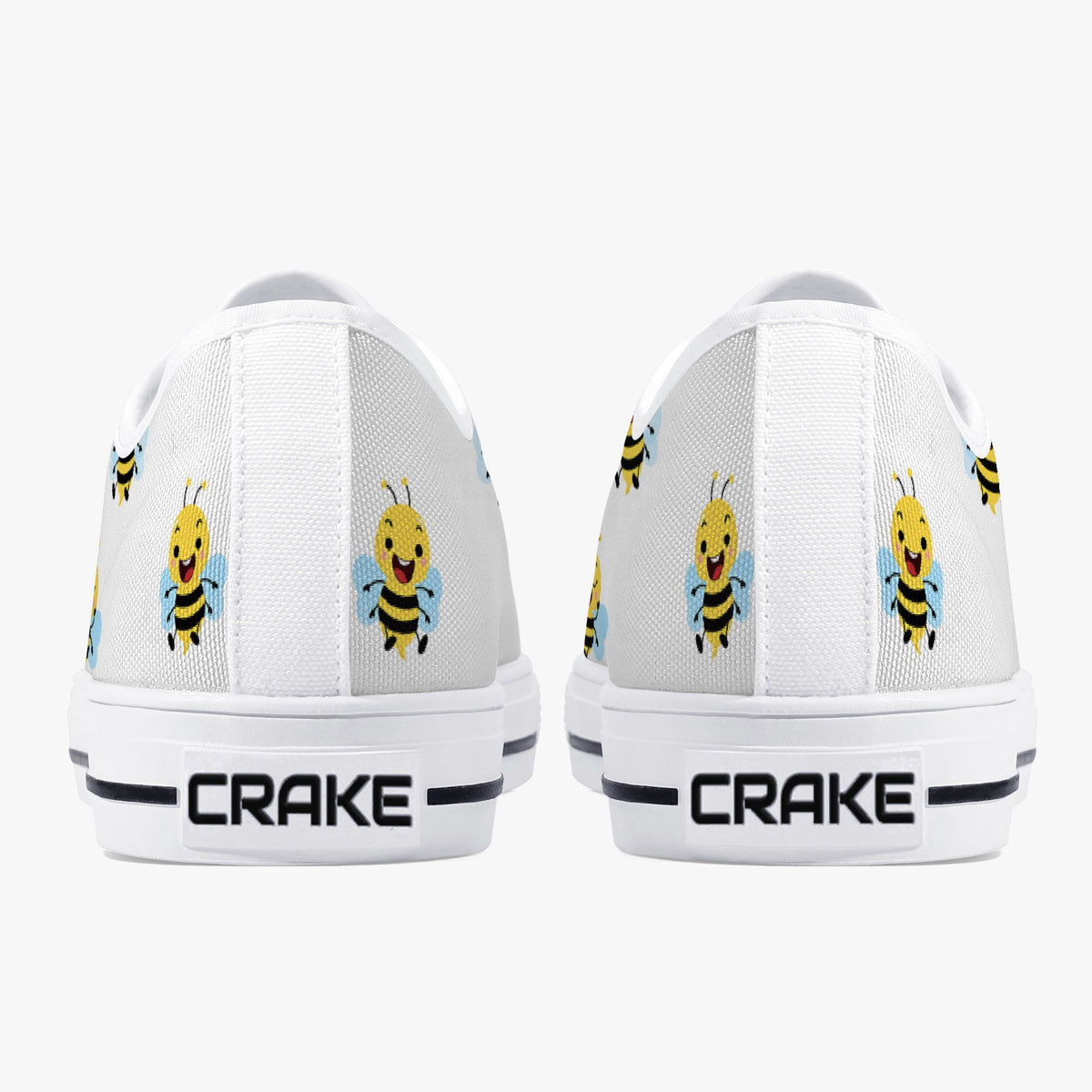Crake Low Top Cute Bees laced custom prints canvas shoes