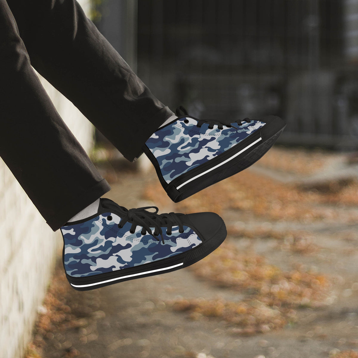 Crake High Top White Camo laced custom prints canvas shoes