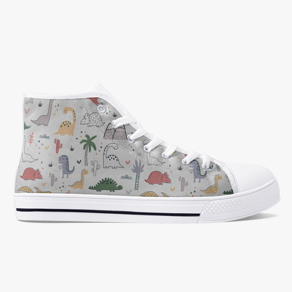 Crake High Top Dinosaurs laced custom prints canvas shoes
