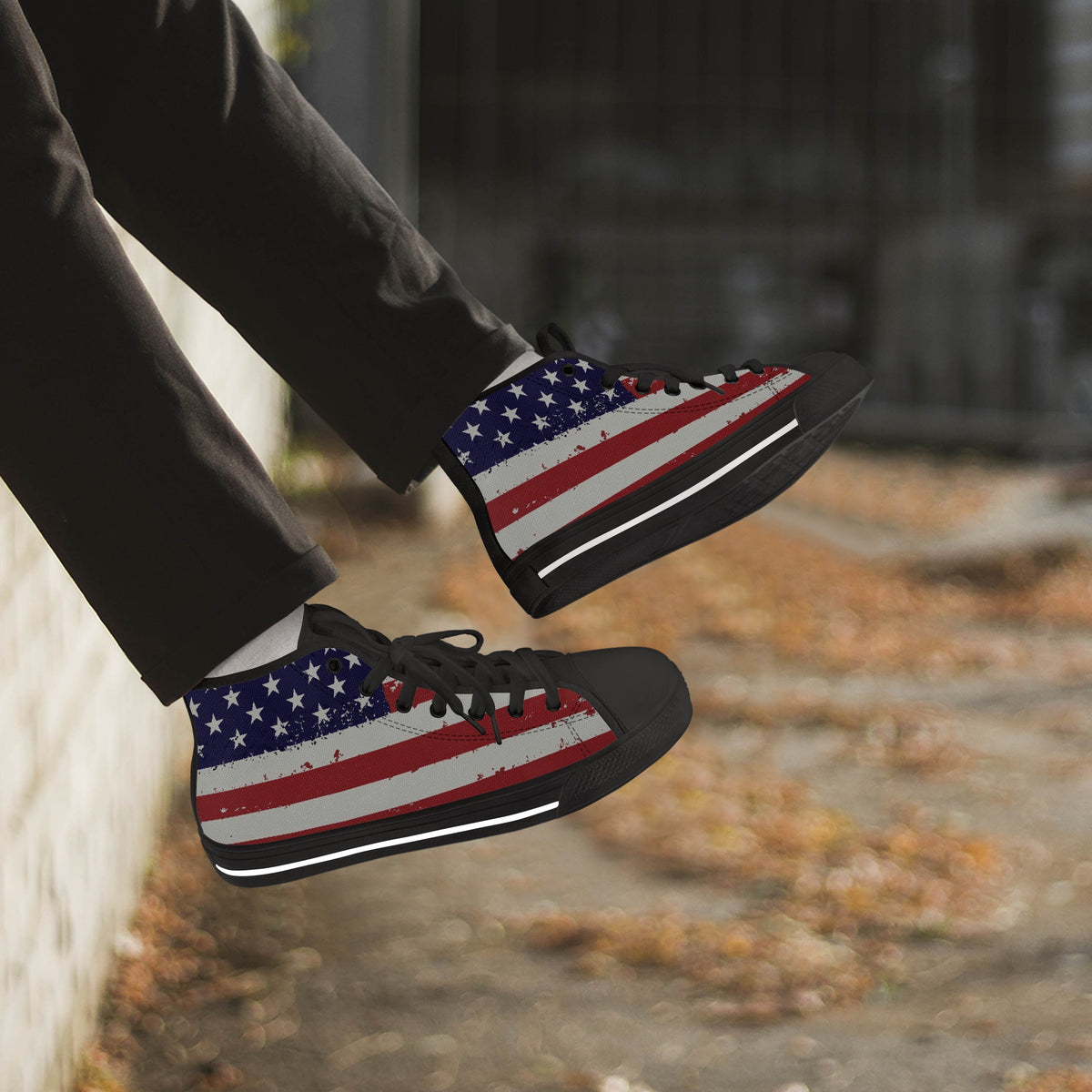 Crake High Top USA laced custom prints canvas shoes