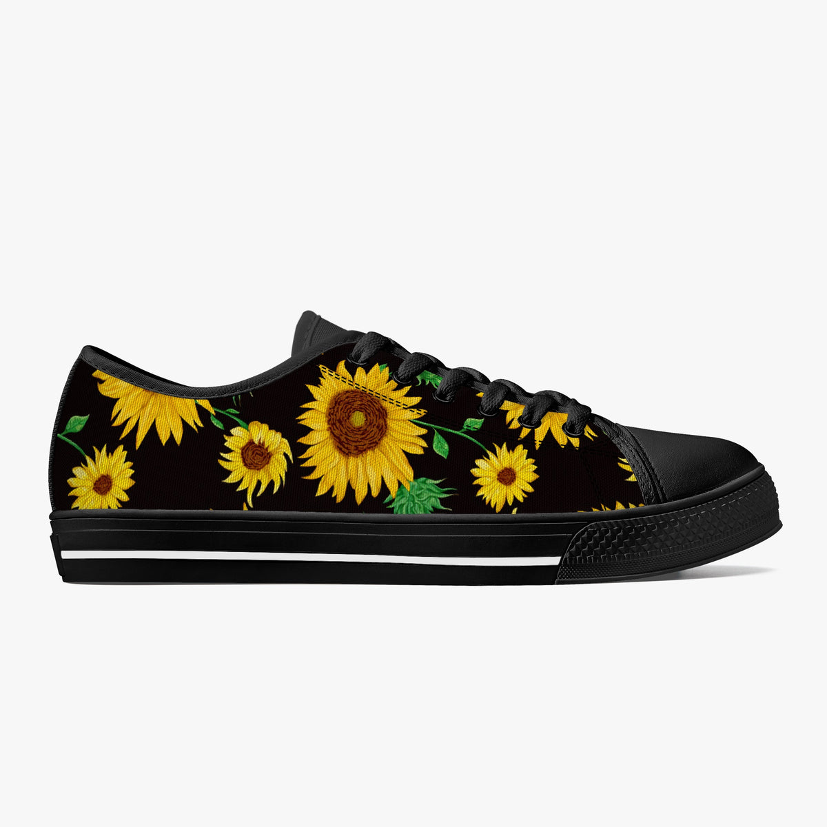 Crake Low Top Sunflowers laced custom prints canvas shoes