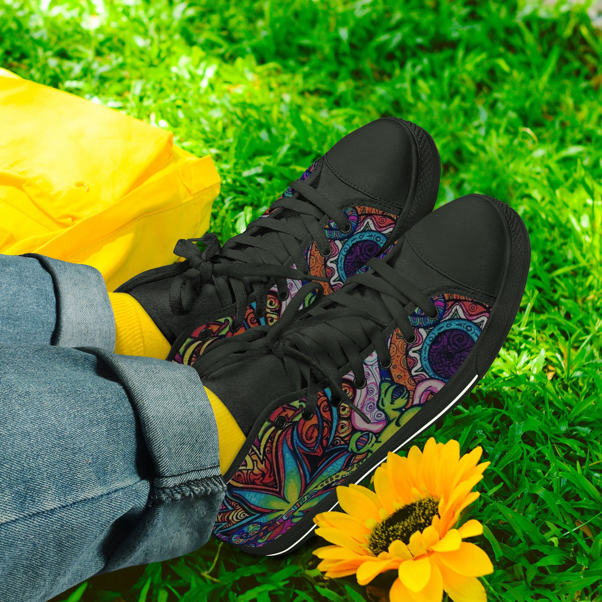 Crake High Top Green Ape laced custom prints canvas shoes