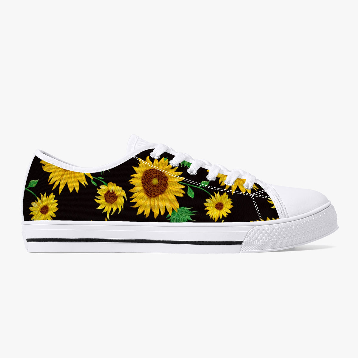 Crake Low Top Sunflowers laced custom prints canvas shoes