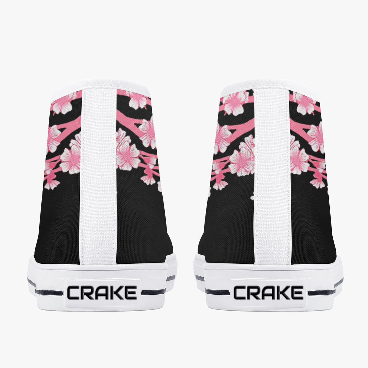 Crake High Top Sakura Black Tree laced custom prints canvas shoes