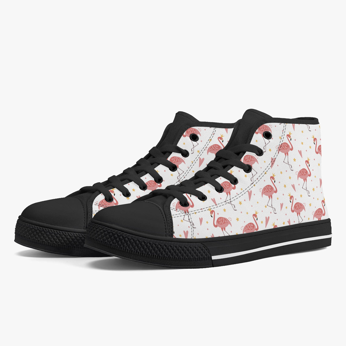 Crake High Top Flamingos laced custom prints canvas shoes