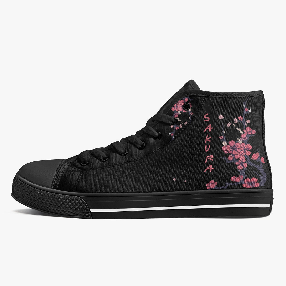 Crake High Top Sakura Tree laced custom prints canvas shoes