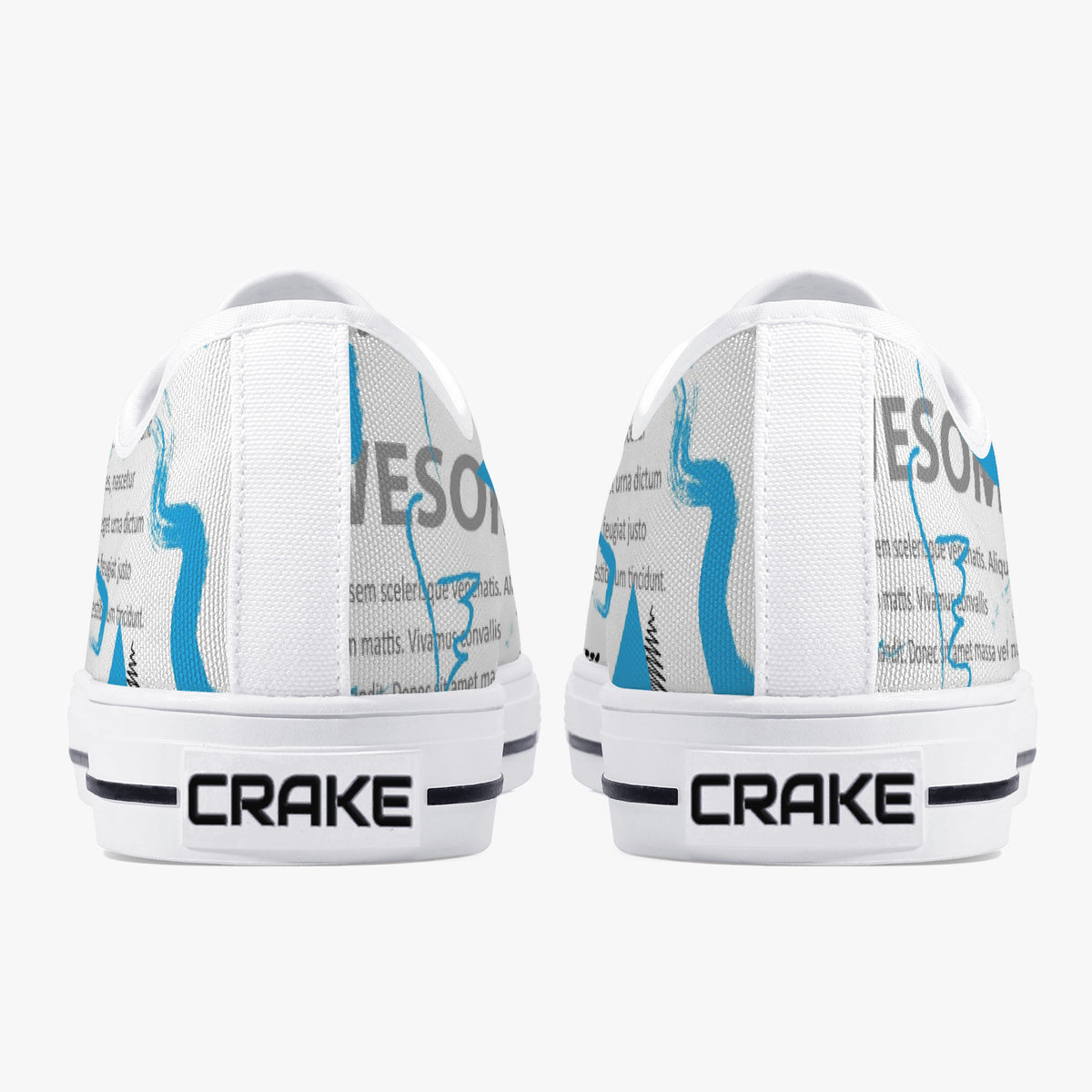 Crake Low Top Awesome Abstract laced custom prints canvas shoes