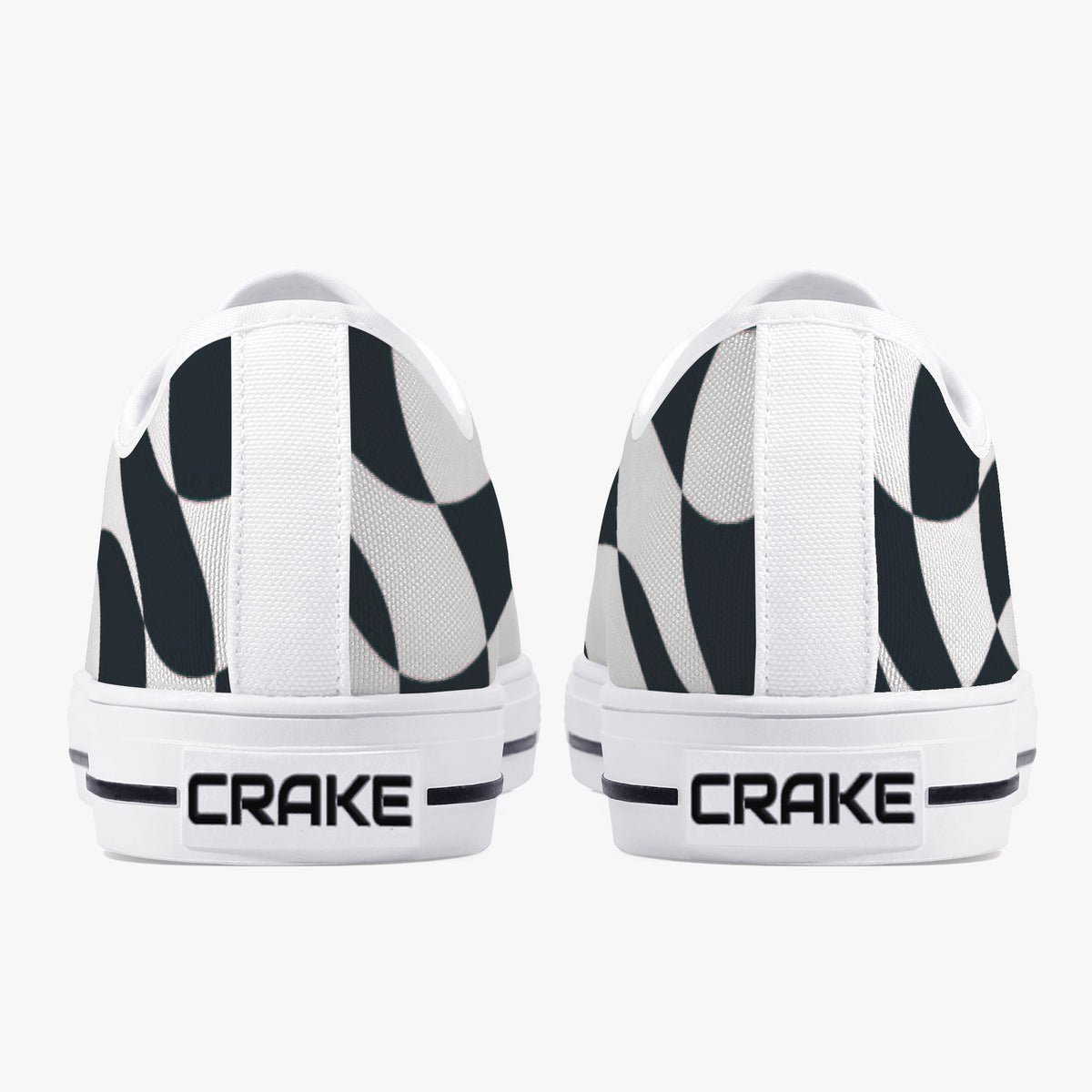 Crake Low Top Black and White laced custom prints canvas shoes
