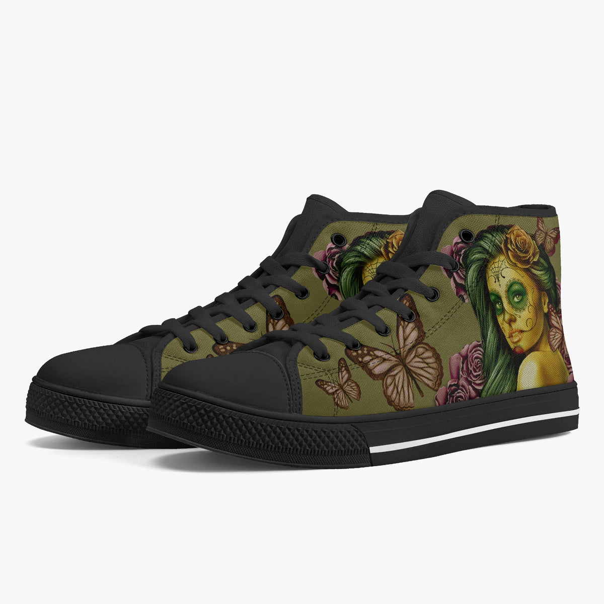 Crake High Top Purple Rosie 2 laced custom prints canvas shoes