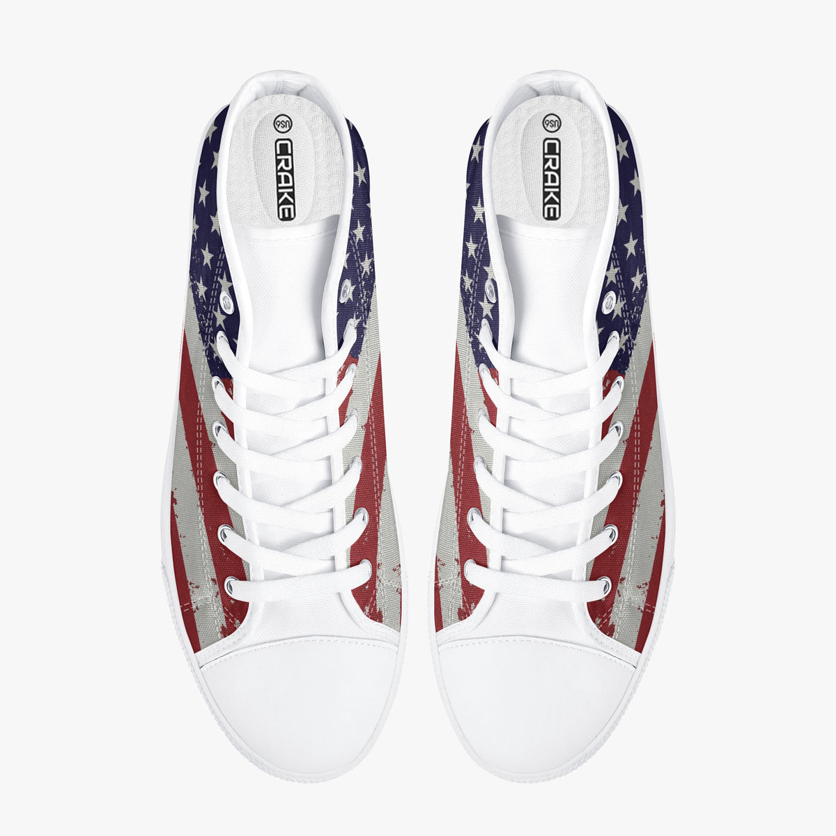 Crake High Top USA laced custom prints canvas shoes