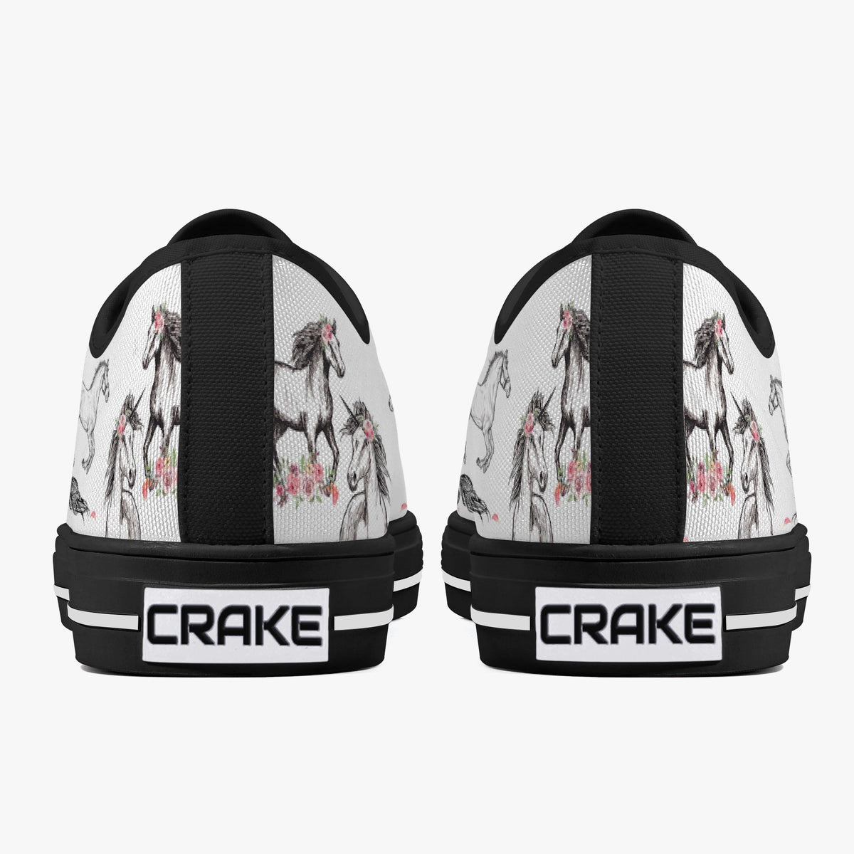 Crake Low Top Unicorns laced custom prints canvas shoes