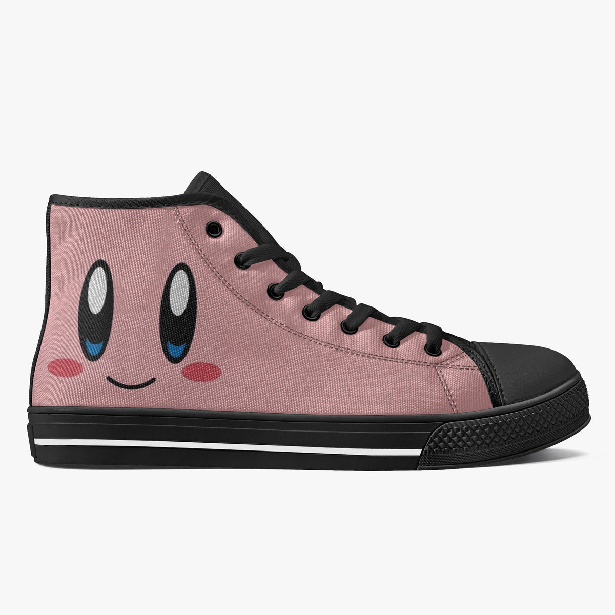 Crake High Top Pink Smilley laced custom prints canvas shoes