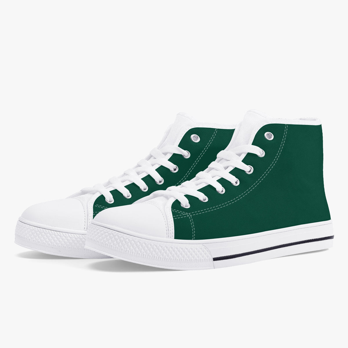 Crake High Top Dark Green laced high top plain color canvas shoes