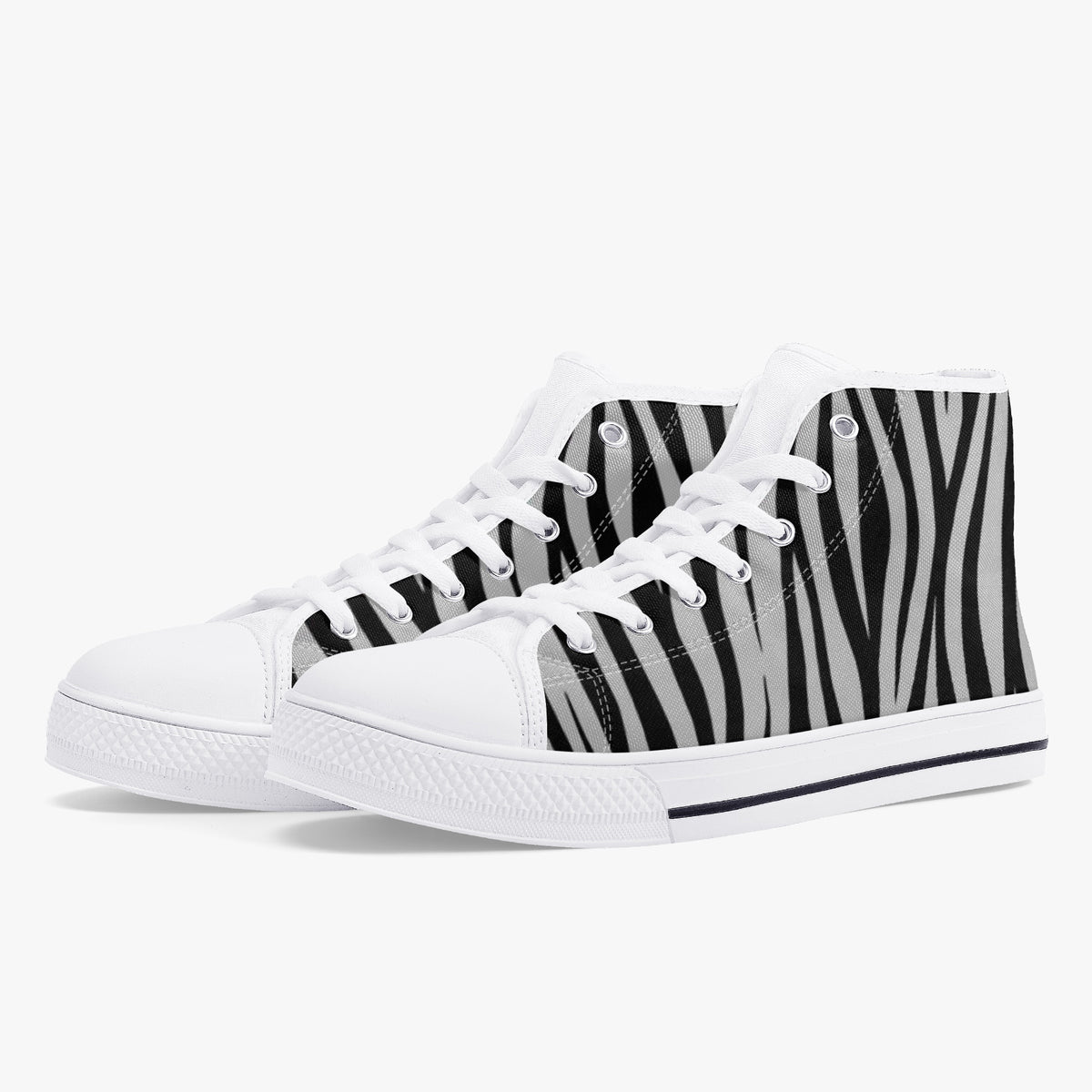 Crake High Top Zebra laced custom prints canvas shoes