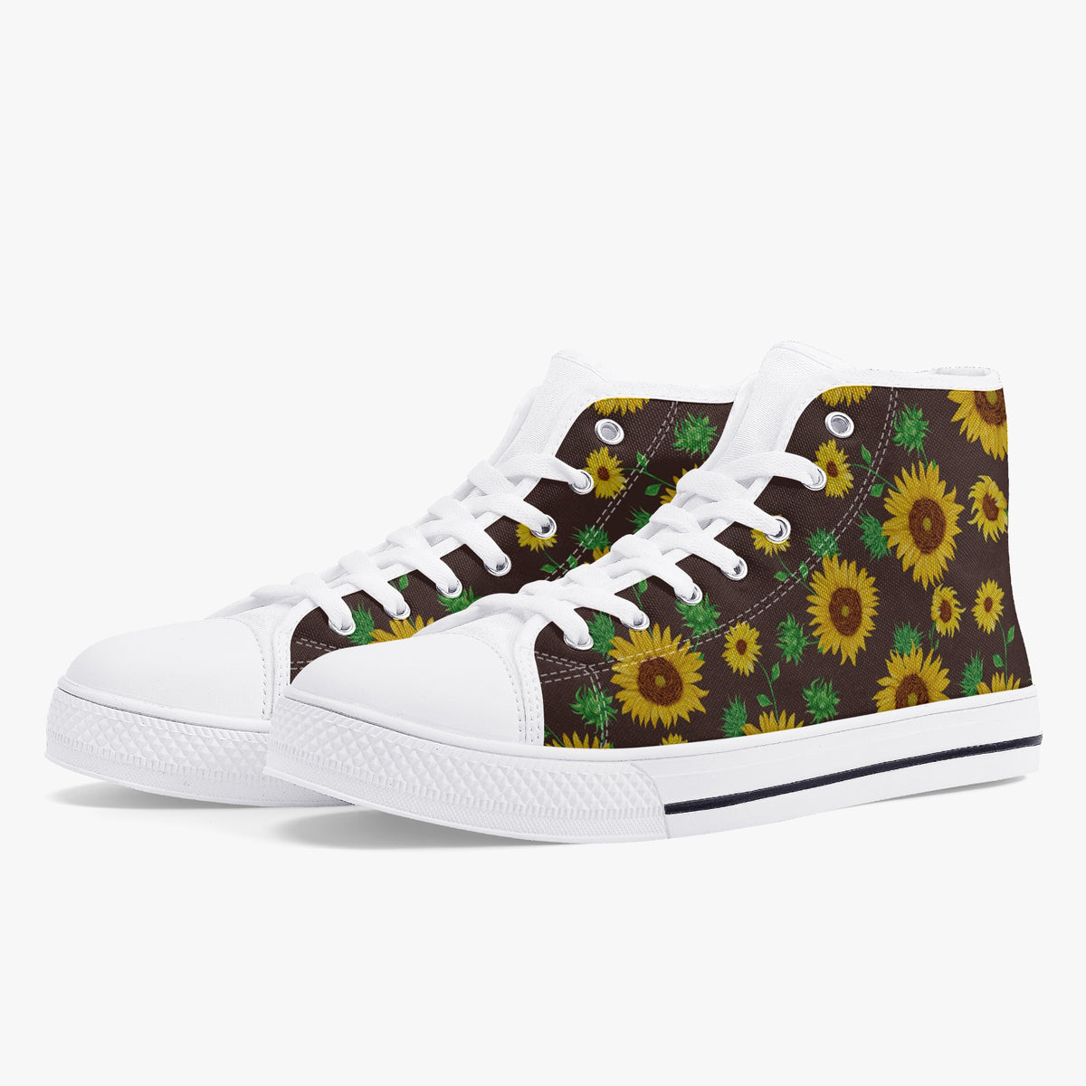 Crake High Top Sunflowers laced custom prints canvas shoes