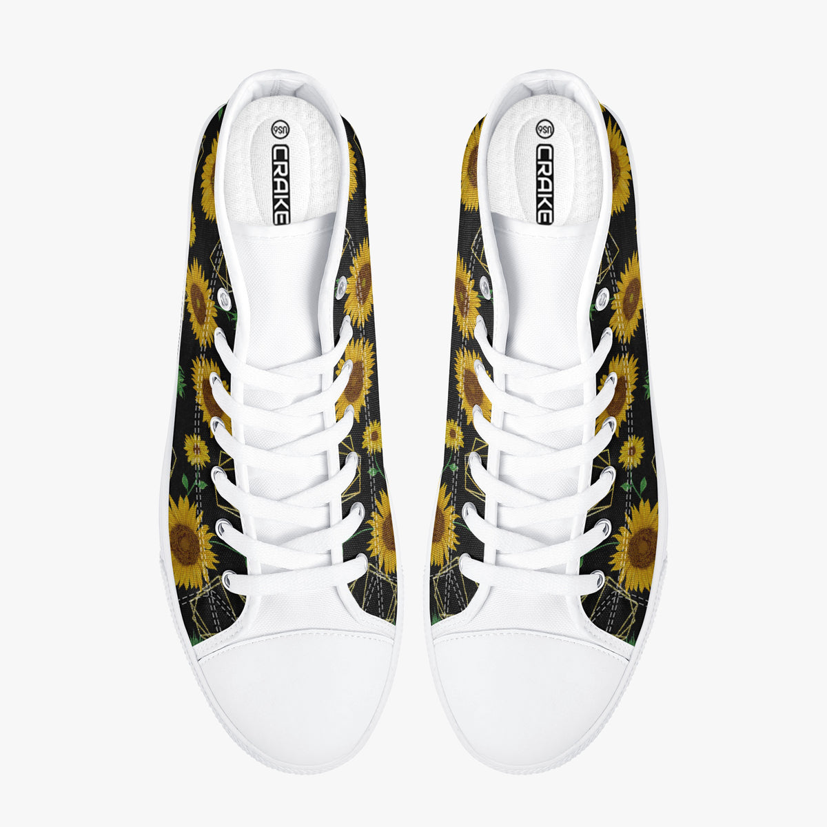 Crake High Top Sunflowers 2 laced custom prints canvas shoes