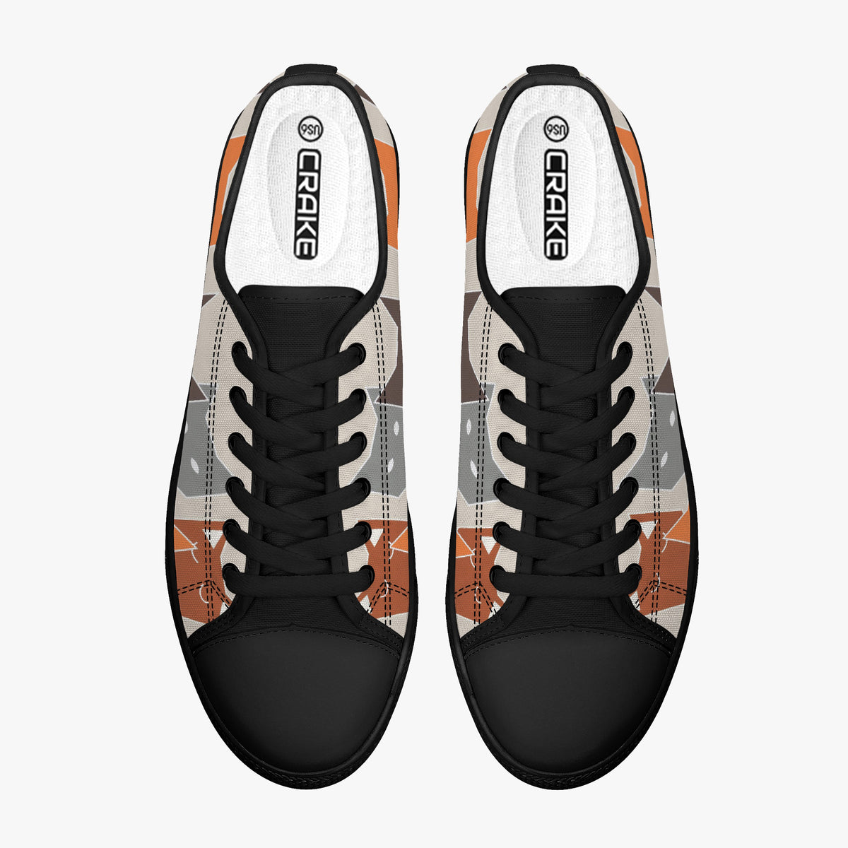 Crake Low Top Polygon Cats laced custom prints canvas shoes