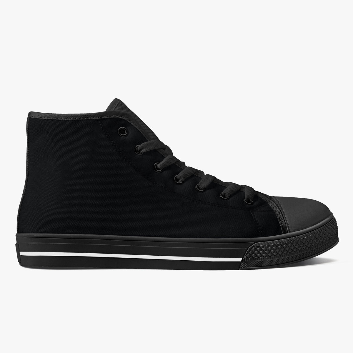 Crake High Top Black laced high top plain color canvas shoes