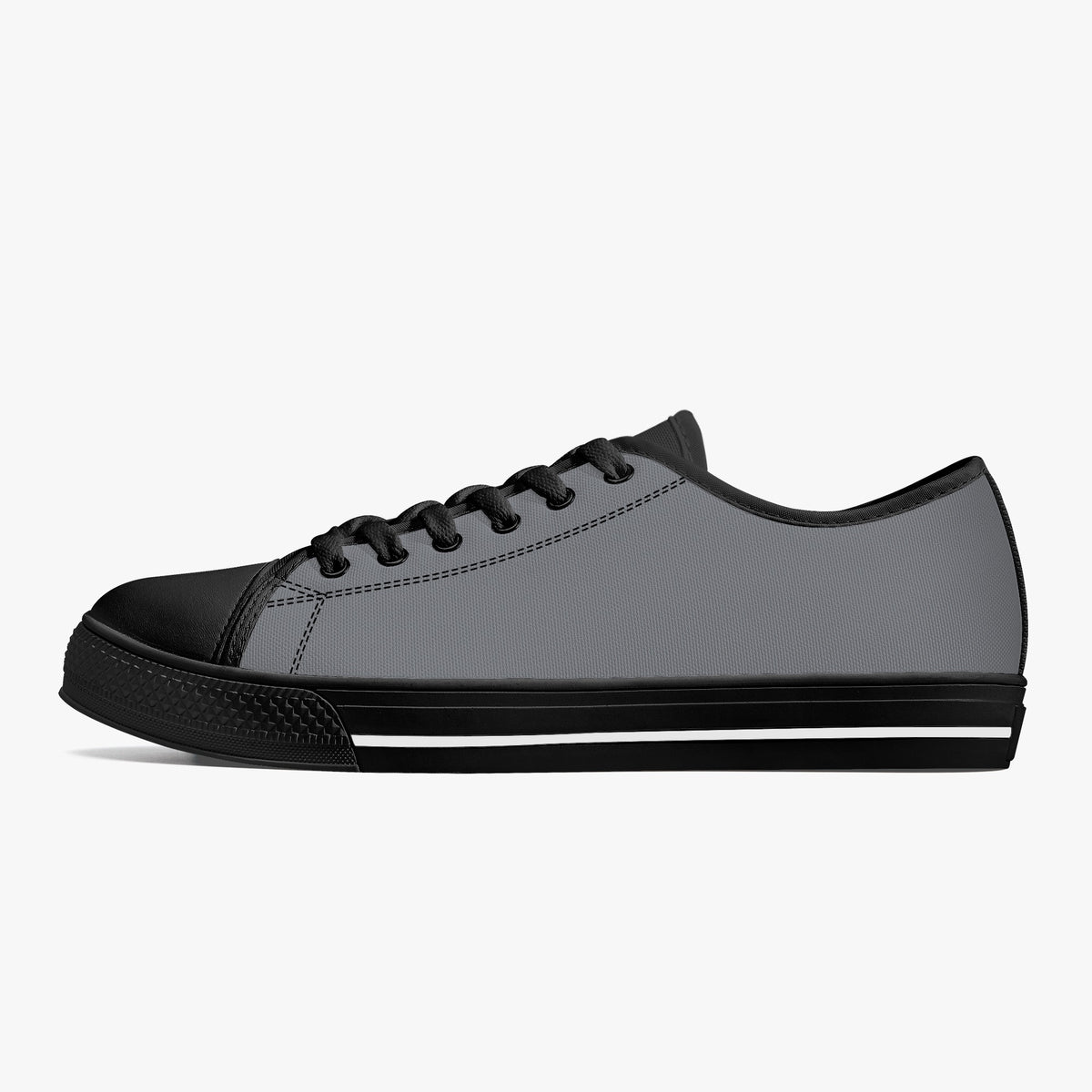 Crake Low Top Grey laced low top plain color canvas shoes