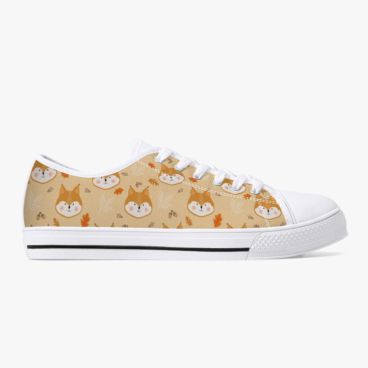 Crake Low Top Inu Shiba laced custom prints canvas shoes