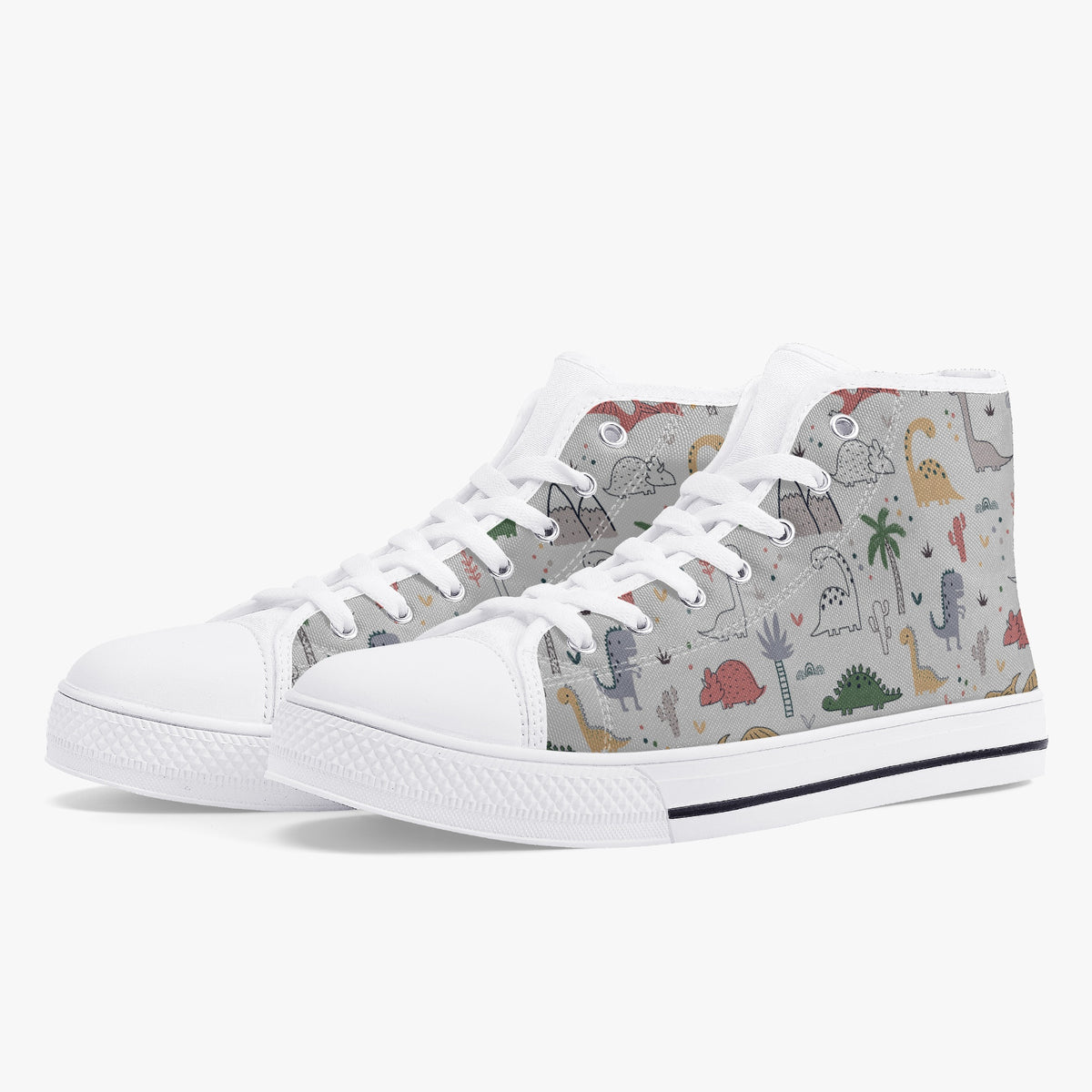 Crake High Top Dinosaurs laced custom prints canvas shoes