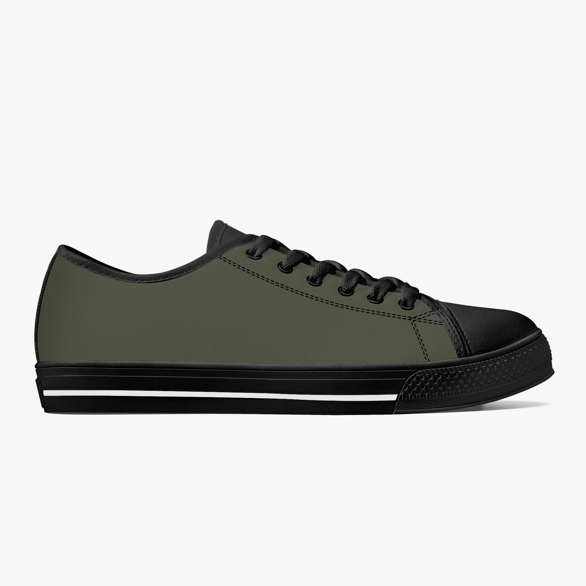 Crake Low Top Dark Green laced low top plain color canvas shoes