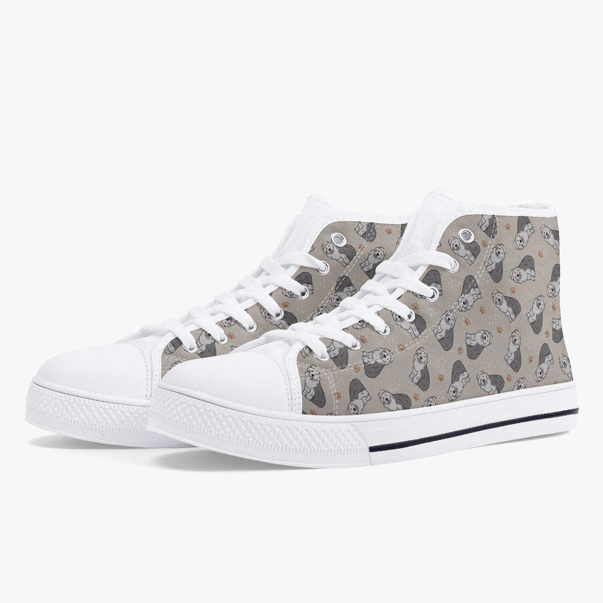Crake High Top The White Dogs laced custom prints canvas shoes