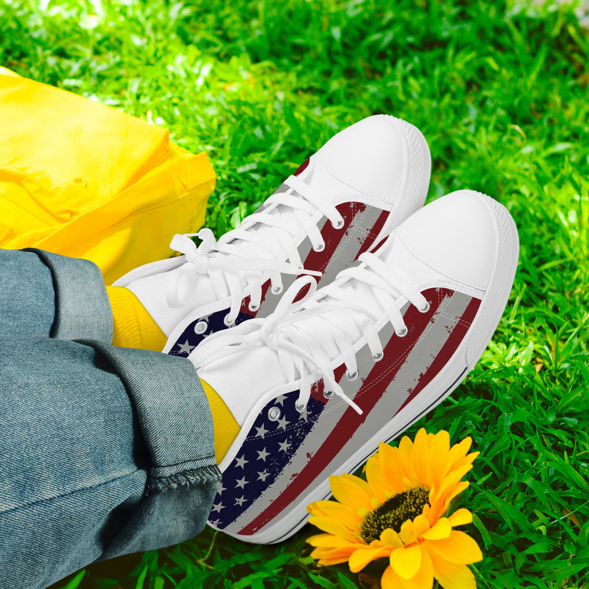 Crake High Top USA laced custom prints canvas shoes