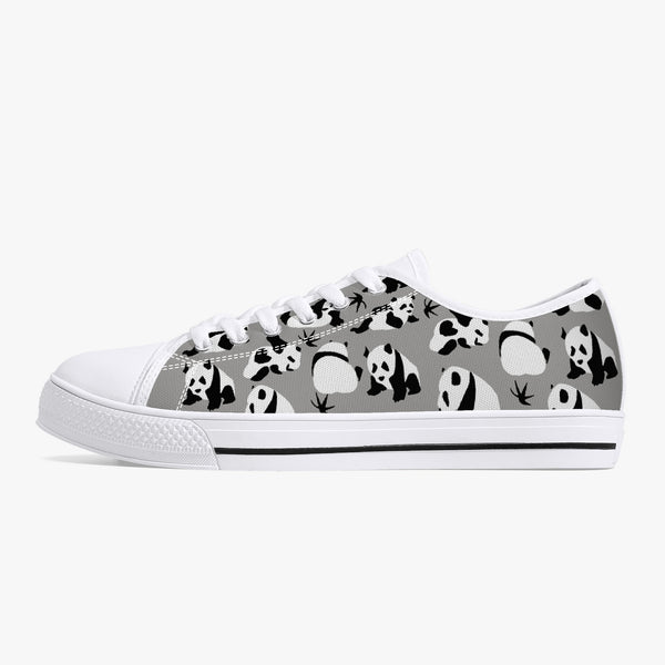 Crake Low Top Grey Panda laced custom prints canvas shoes at RM MYR289