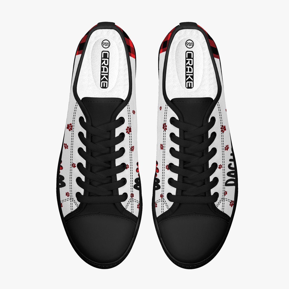 Crake Low Top Dachsund laced custom prints canvas shoes