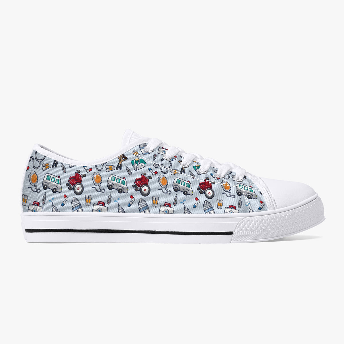 Crake Low Top Ambulances laced custom prints canvas shoes