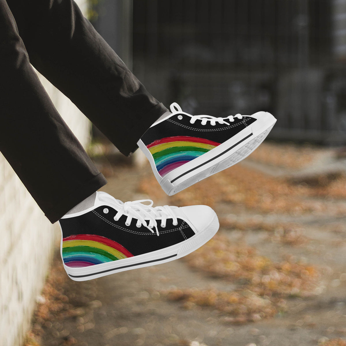 Crake High Top Rainbow 3 laced custom prints canvas shoes