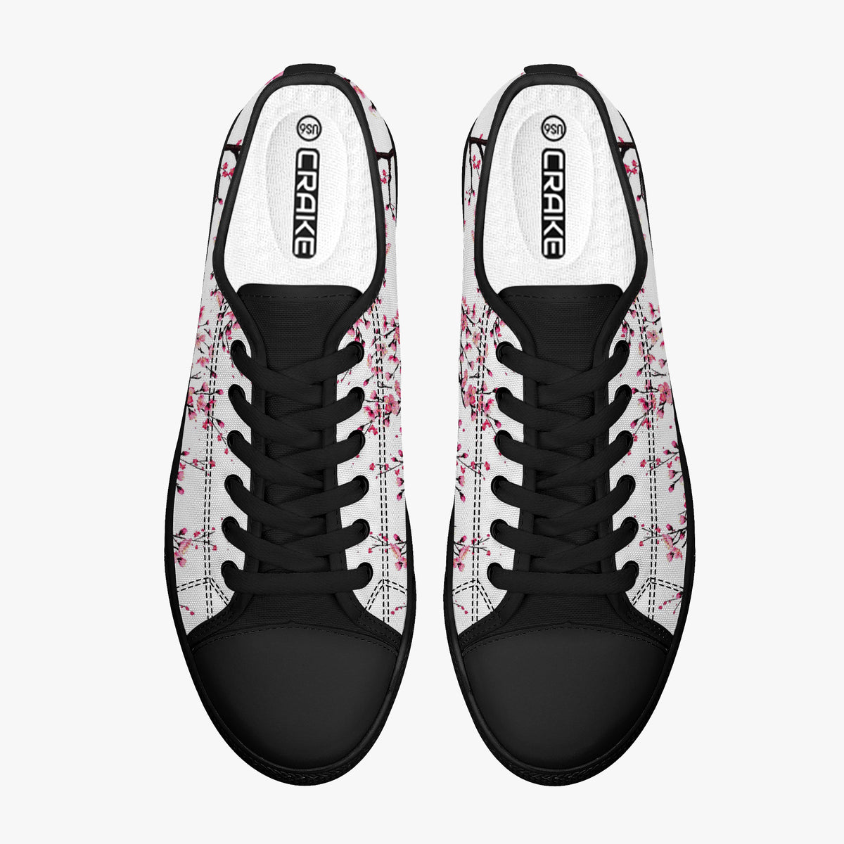 Crake Low Top Sakuras laced custom prints canvas shoes