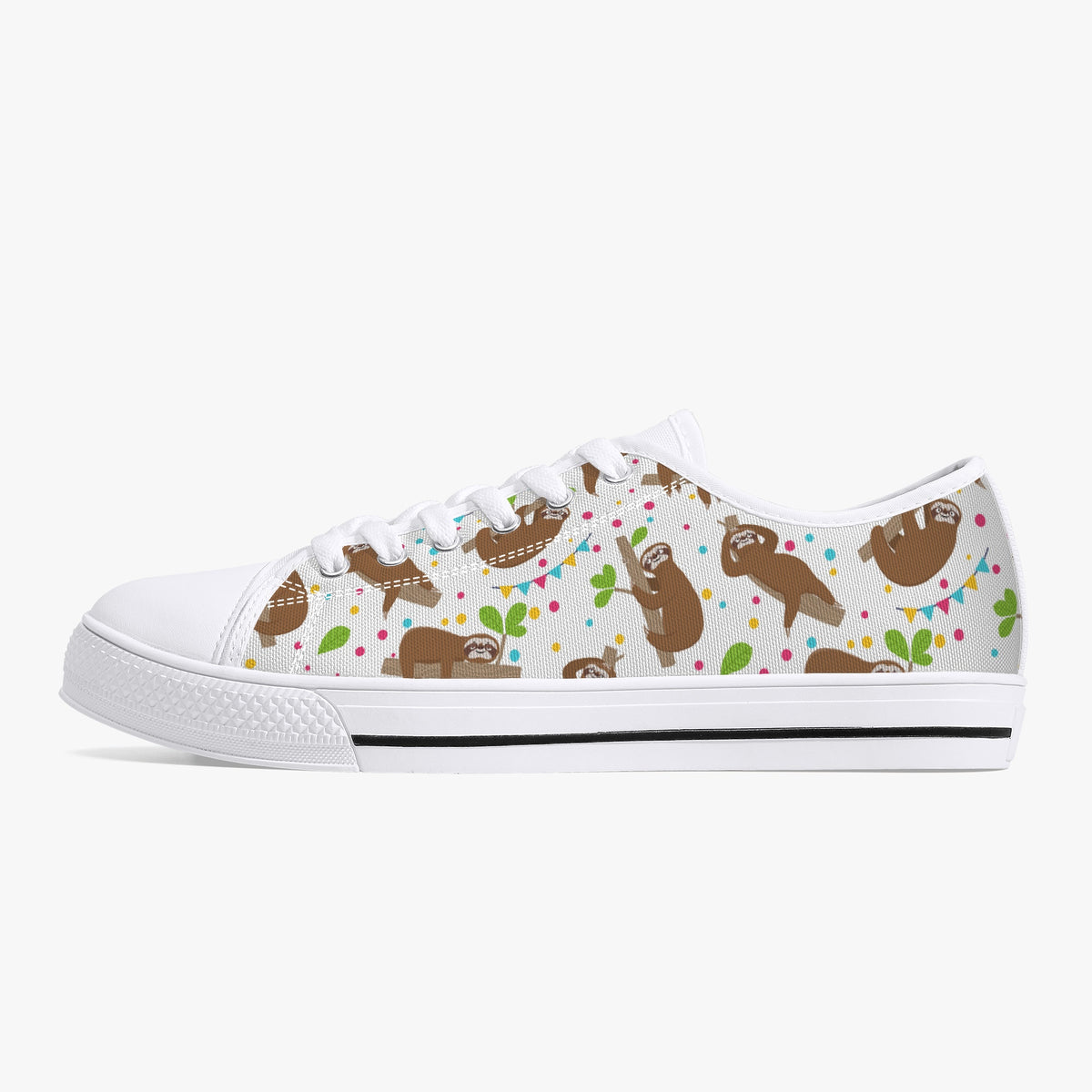Crake Low Top Sloths laced custom prints canvas shoes