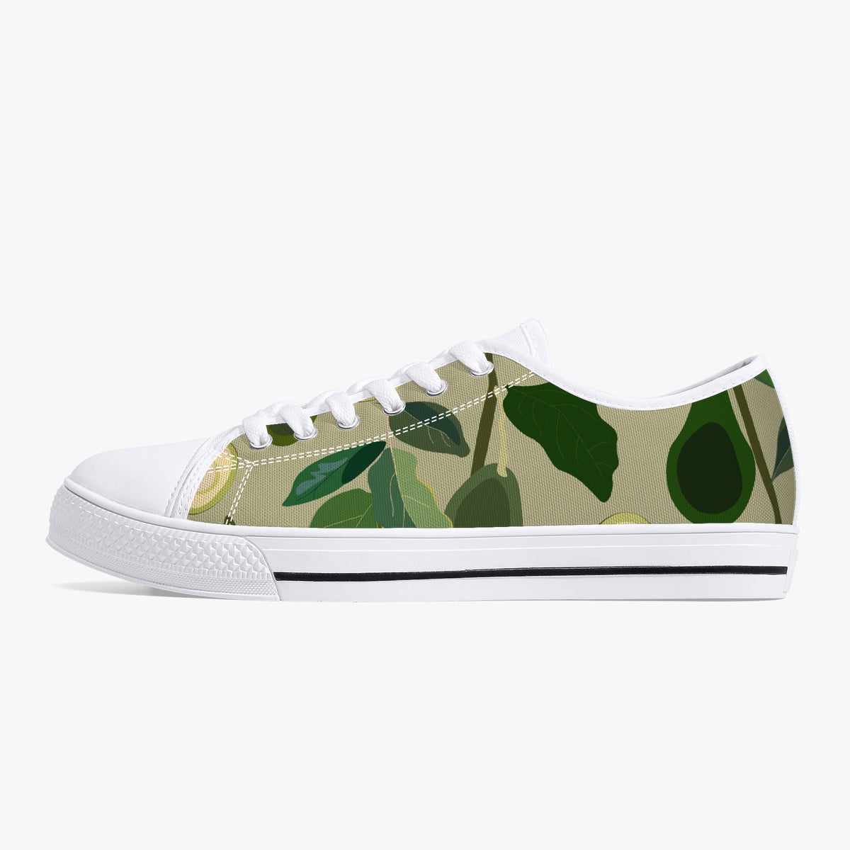 Crake Low Top Avocado laced custom prints canvas shoes