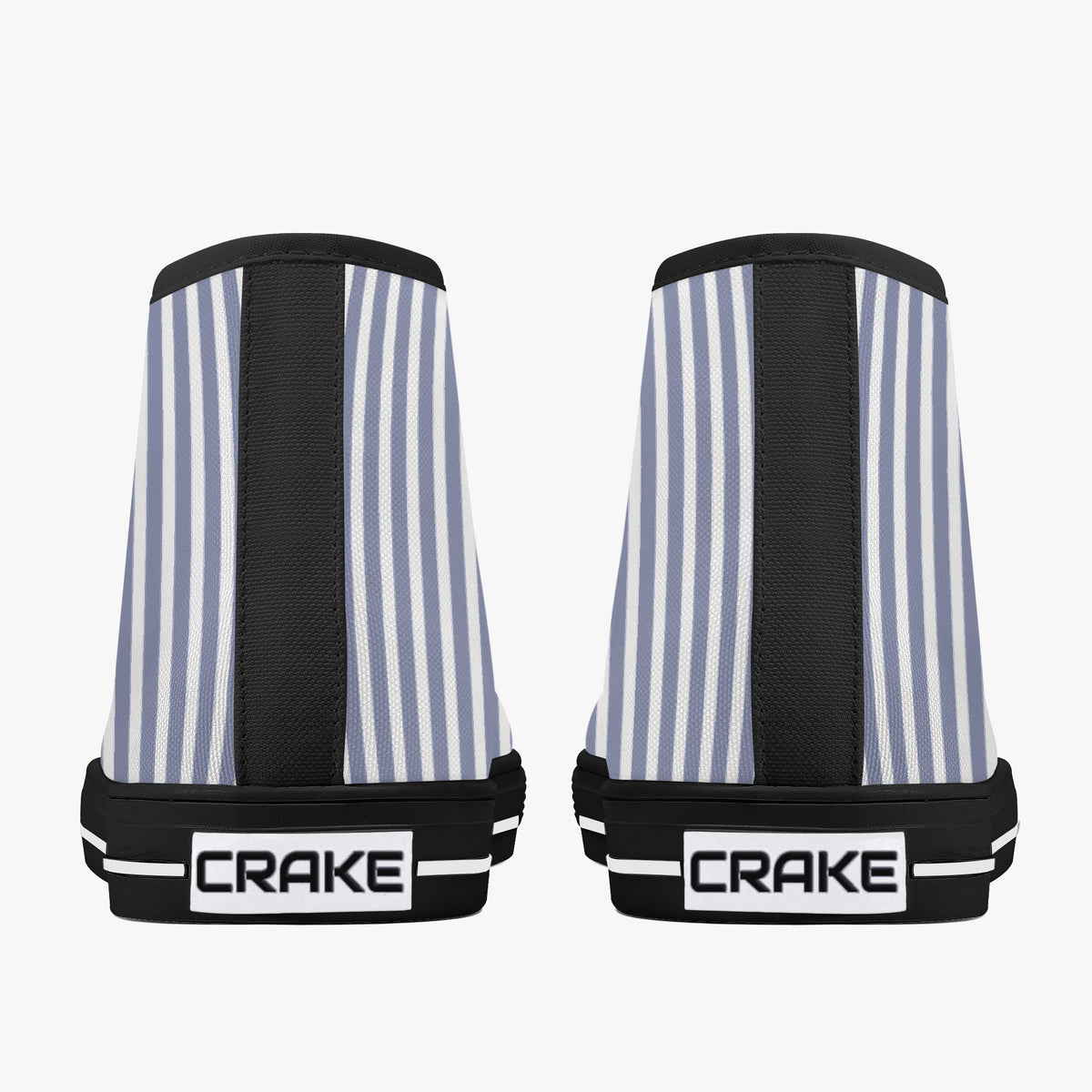 Crake High Top Grey Stripes laced custom prints canvas shoes
