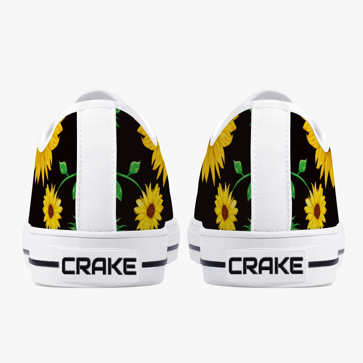 Crake Low Top Sunflowers laced custom prints canvas shoes