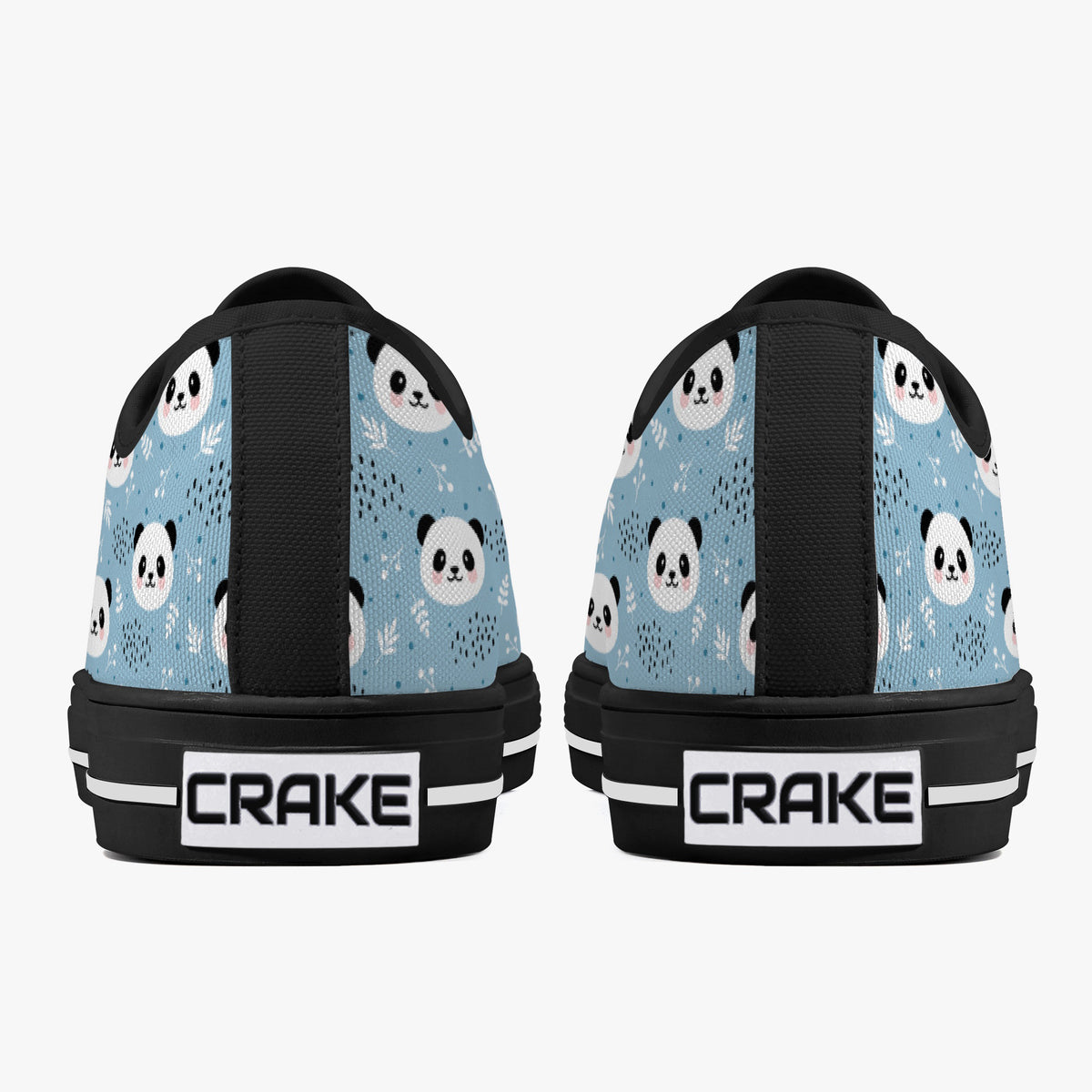 Crake Low Top Panda 2 laced custom prints canvas shoes