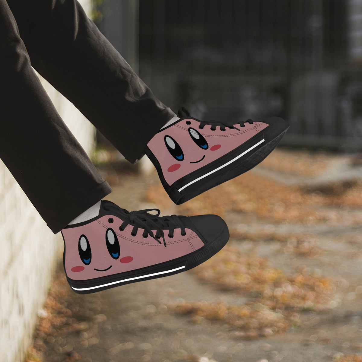 Crake High Top Smiley Face laced custom prints canvas shoes