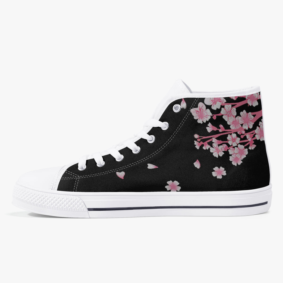 Crake High Top Sakura Black Tree laced custom prints canvas shoes